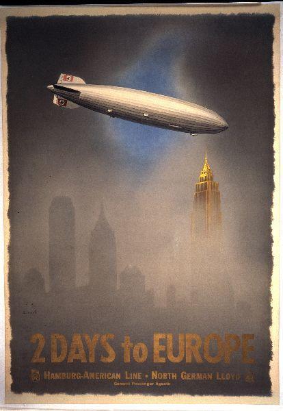 Resultado de imagen para vintage poster 2 days to europe zeppelin