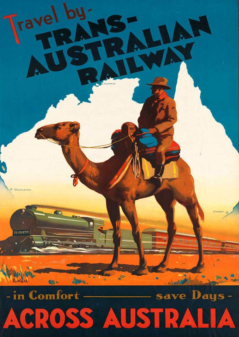 Resultado de imagen para travel by transaustralian trainway poster
